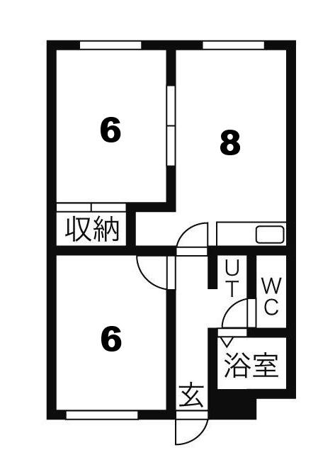 ラフォーレ新札幌A(2DK/1階)の間取り写真