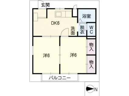 アーバンヒデ(2DK/2階)の間取り写真