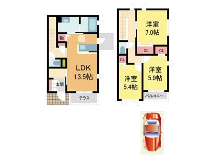シャーメゾンE.K(3LDK/1階)の間取り写真