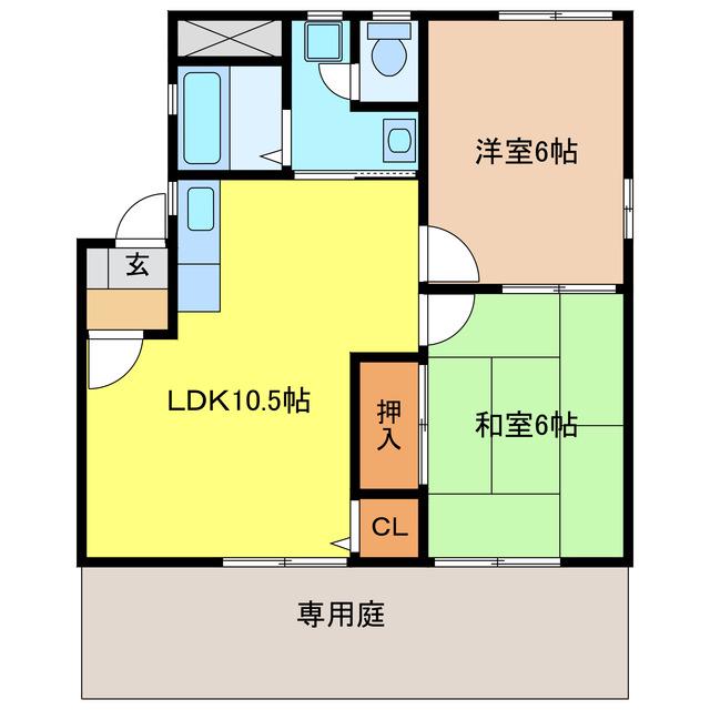 ハイホーム新宮(2LDK/1階)の間取り写真