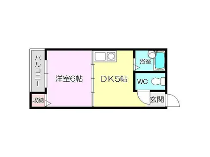 KSハイムⅠ(1DK/4階)の間取り写真