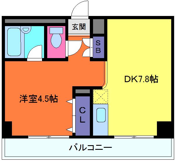 サンライズコート(1DK/3階)の間取り写真
