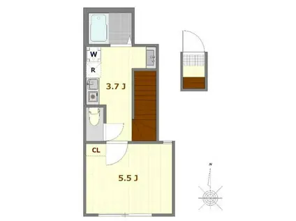ミモザ哲学堂(1K/2階)の間取り写真