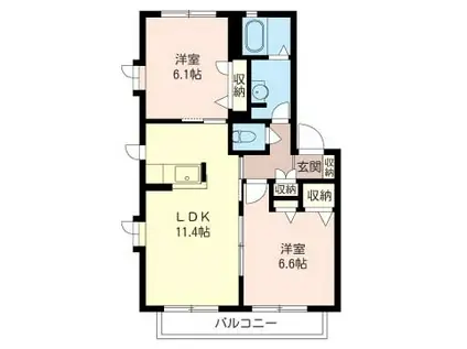 グランシャリオII(2LDK/2階)の間取り写真