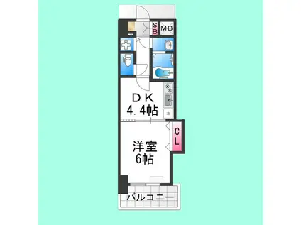 TKアンバーコート堺東II(1DK/5階)の間取り写真