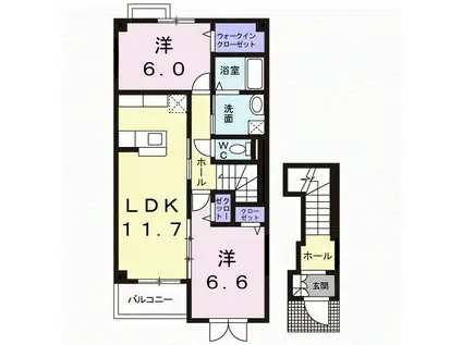 ラ プロヴァンス(2LDK/2階)の間取り写真