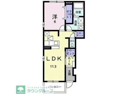 サニーハイツ(1LDK/1階)の間取り写真