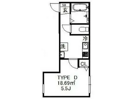 BELLE NOIRE K(1K/4階)の間取り写真