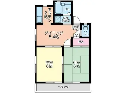 ドエル陽光台(2DK/2階)の間取り写真