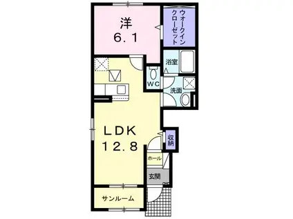 ヴィラ・トレポッツィA(1LDK/1階)の間取り写真