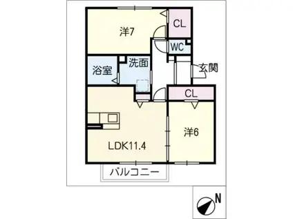 ベルフラワー(2LDK/1階)の間取り写真