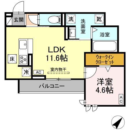カーサ・クレール(1LDK/1階)の間取り写真