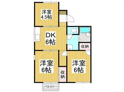 コーポ犬飼(3DK/2階)の間取り写真