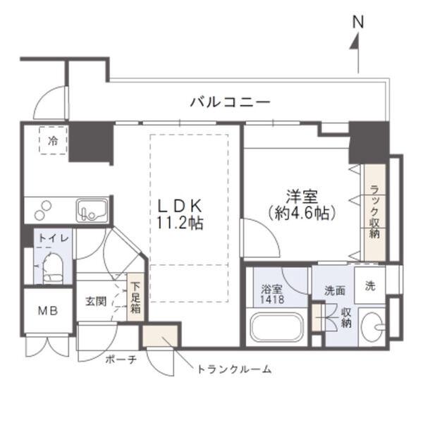 ジーニス大阪ウエスト(1LDK/26階)の間取り写真