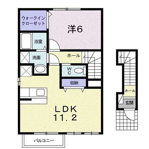 ジュネス本郷(1LDK/2階)の間取り写真
