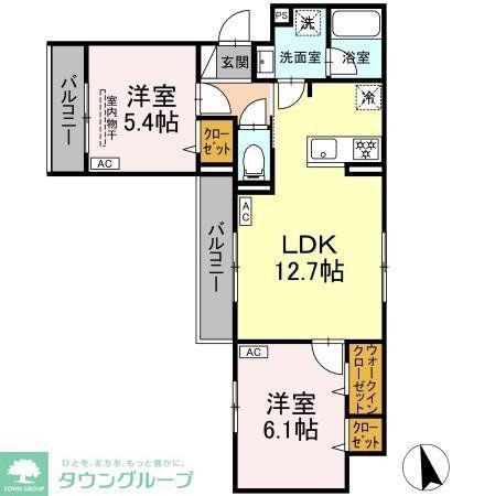 グラナーデ江戸川B(2LDK/2階)の間取り写真