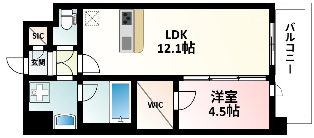 スプランディッド新大阪VII(1LDK/8階)の間取り写真