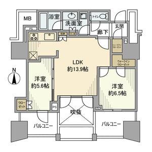 プラウドタワー名駅(2LDK/17階)の間取り写真