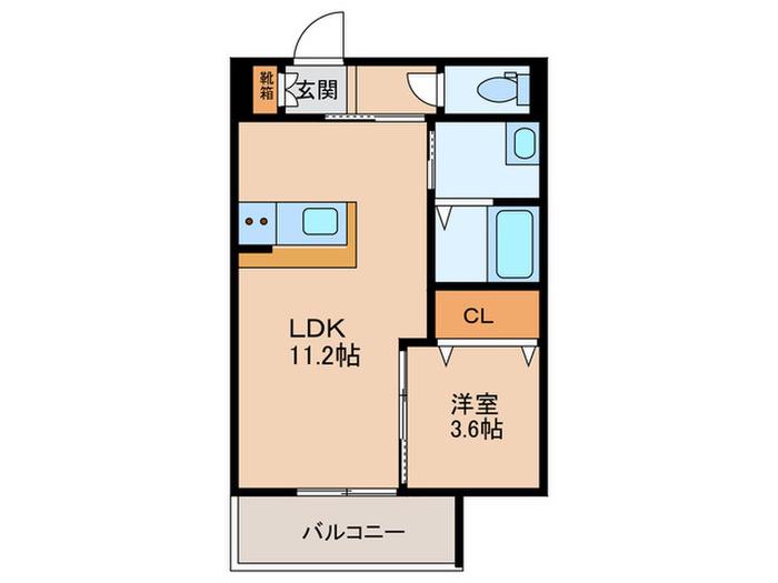 ARCAりんくうII(1LDK/2階)の間取り写真