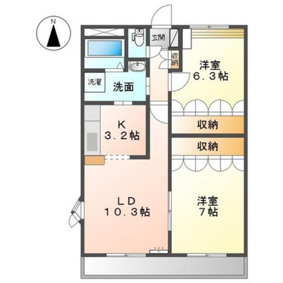 サンライズ3番館(2LDK/3階)の間取り写真