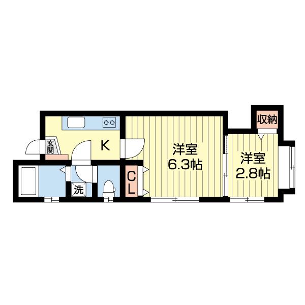 サンフレンドヌッタリ(1SK/2階)の間取り写真