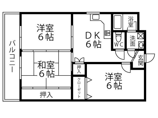 クレセール加治木(3DK/1階)の間取り写真