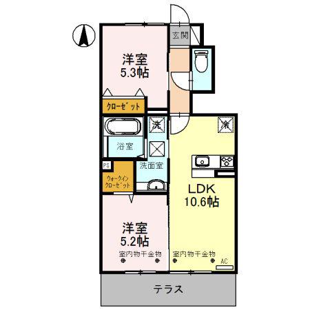 BELL PLUME(2LDK/1階)の間取り写真