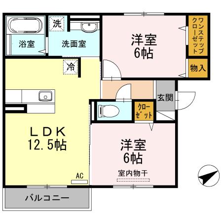 ブランチブロード 樹(2LDK/3階)の間取り写真