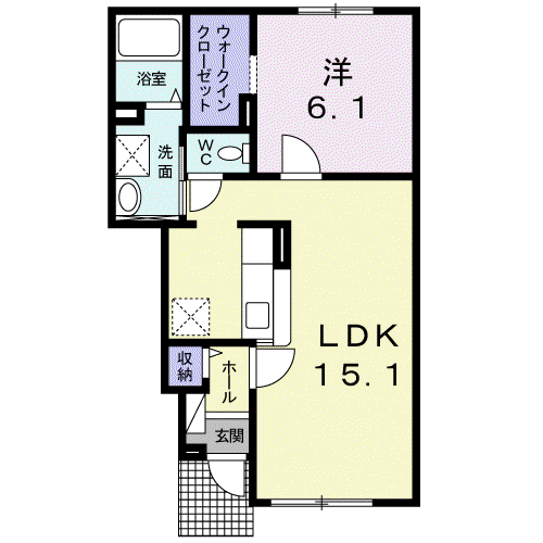 モンレーヴ豊岡(1LDK/1階)の間取り写真