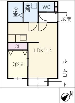 AUBEL(1LDK/2階)の間取り写真