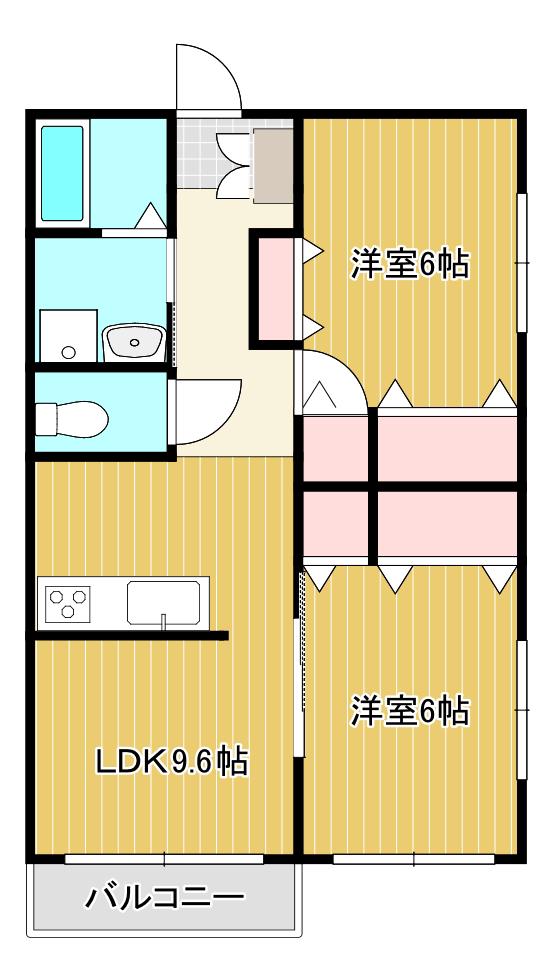 グランコート幸原(2LDK/2階)の間取り写真