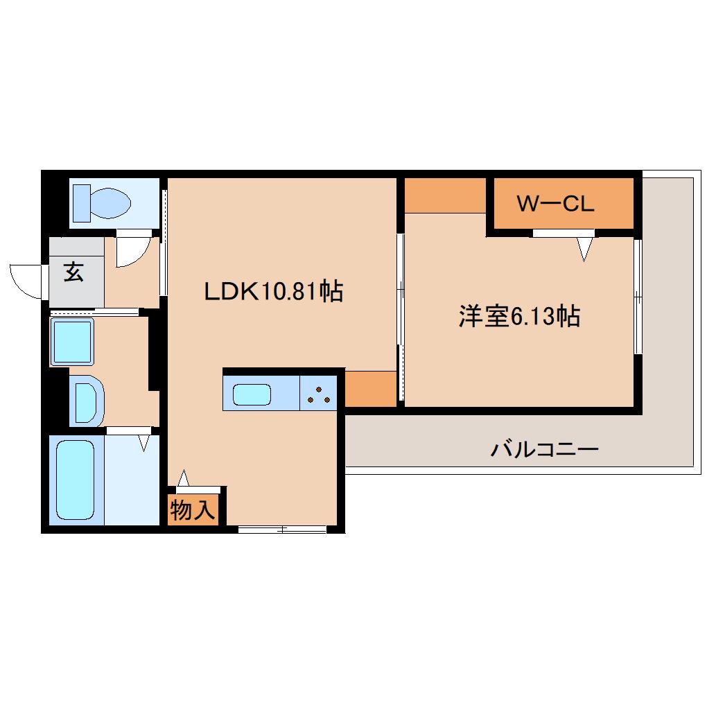 CASA LIBERTY BALANCE THIRD(1LDK/2階)の間取り写真