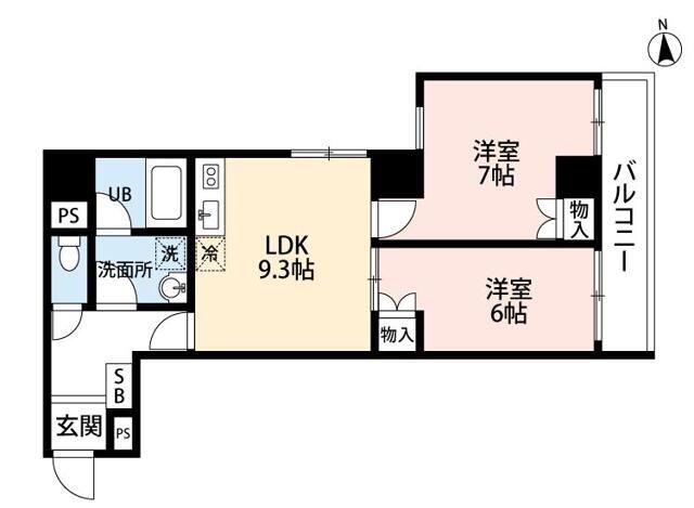 エッセレコモード(2LDK/4階)の間取り写真