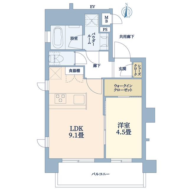 リシャール奥沢(1LDK/4階)の間取り写真