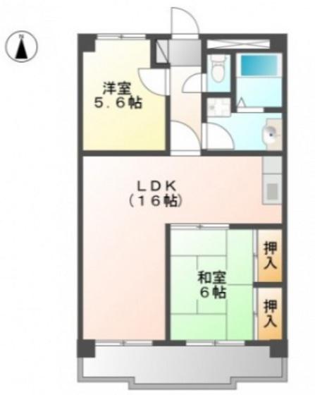 グランデュール今2(2LDK/2階)の間取り写真