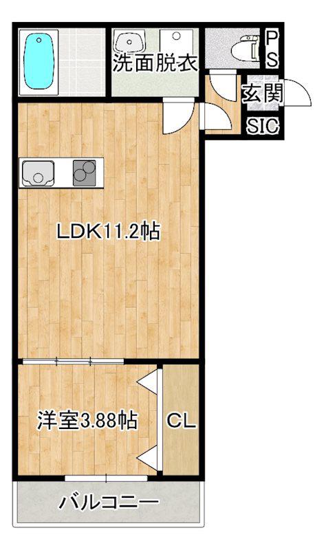 THE NOBLES秋葉町(1LDK/2階)の間取り写真