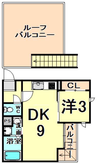 GRANDTIC DAVA今津(1LDK/2階)の間取り写真