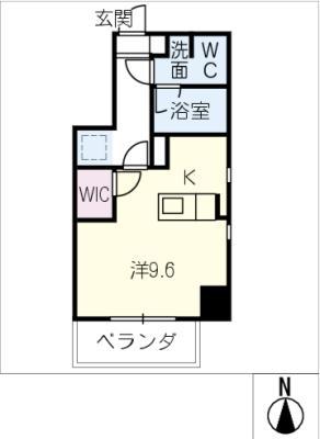 カサプラティーノ名古屋ノルテ(ワンルーム/9階)の間取り写真