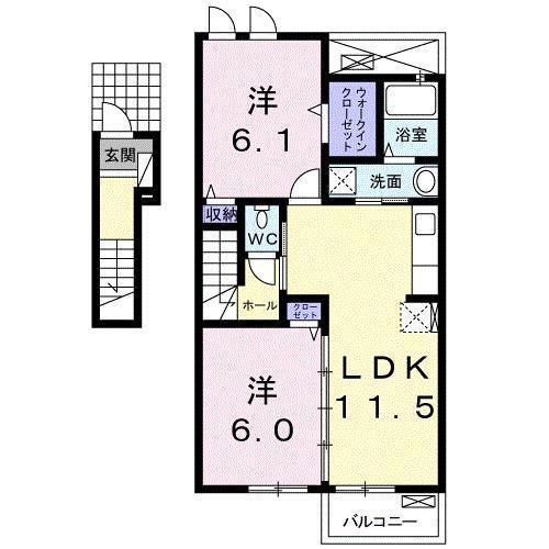 グラン テレーノ E(2LDK/2階)の間取り写真
