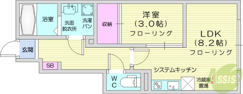NORI(1LDK/1階)の間取り写真