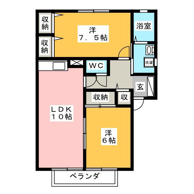 ボンヌ・シャンス(2LDK/1階)の間取り写真