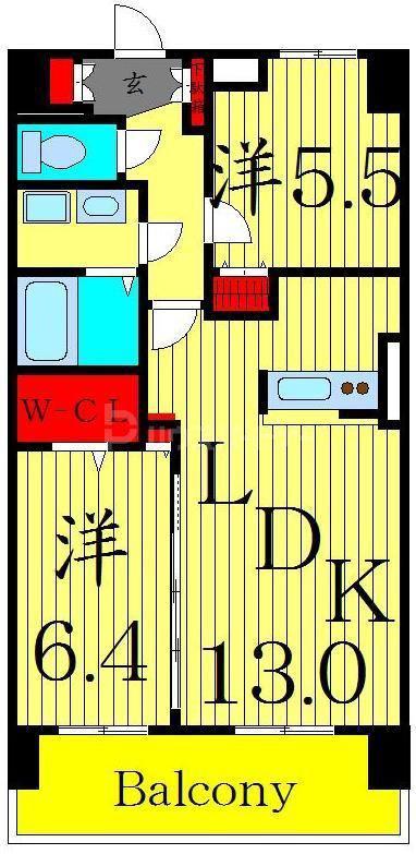 プラティーク六町(2LDK/8階)の間取り写真