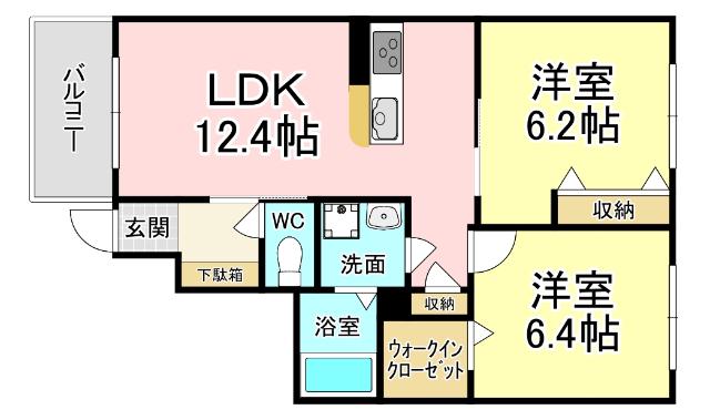 アトリエール(2LDK/1階)の間取り写真