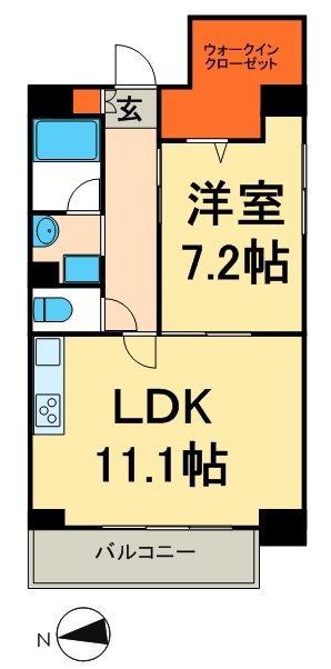 瑞穂フラッツ(1LDK/2階)の間取り写真