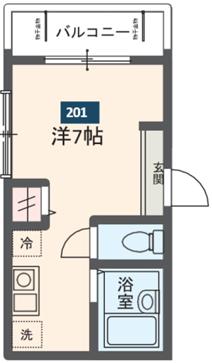 メルディア平井7丁目(ワンルーム/2階)の間取り写真