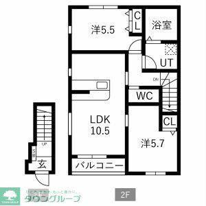 VERTEX市原II(2LDK/2階)の間取り写真