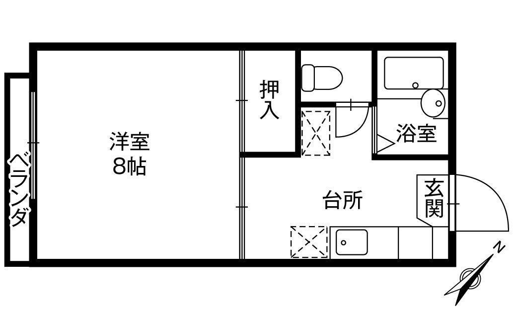 ハイツ誠(1K/1階)の間取り写真
