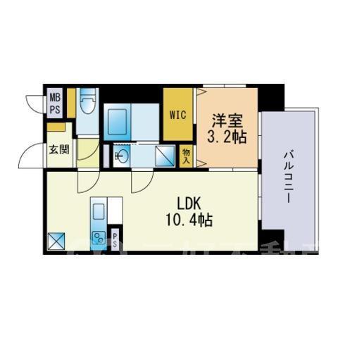 FERIO博多南(1LDK/4階)の間取り写真
