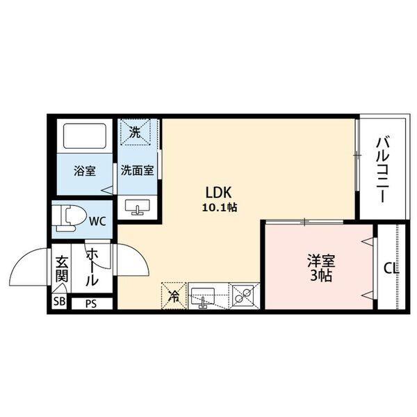 GRANDBLUENAGASUKA I(1LDK/1階)の間取り写真