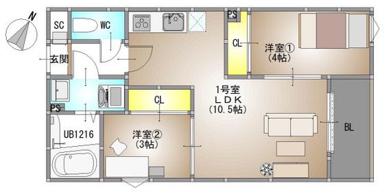 REGALEST 藤原光町(2LDK/1階)の間取り写真